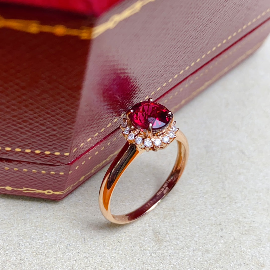 Exquisite Red Tourmaline Ring - A Symbol of Good Fortune and Vitality