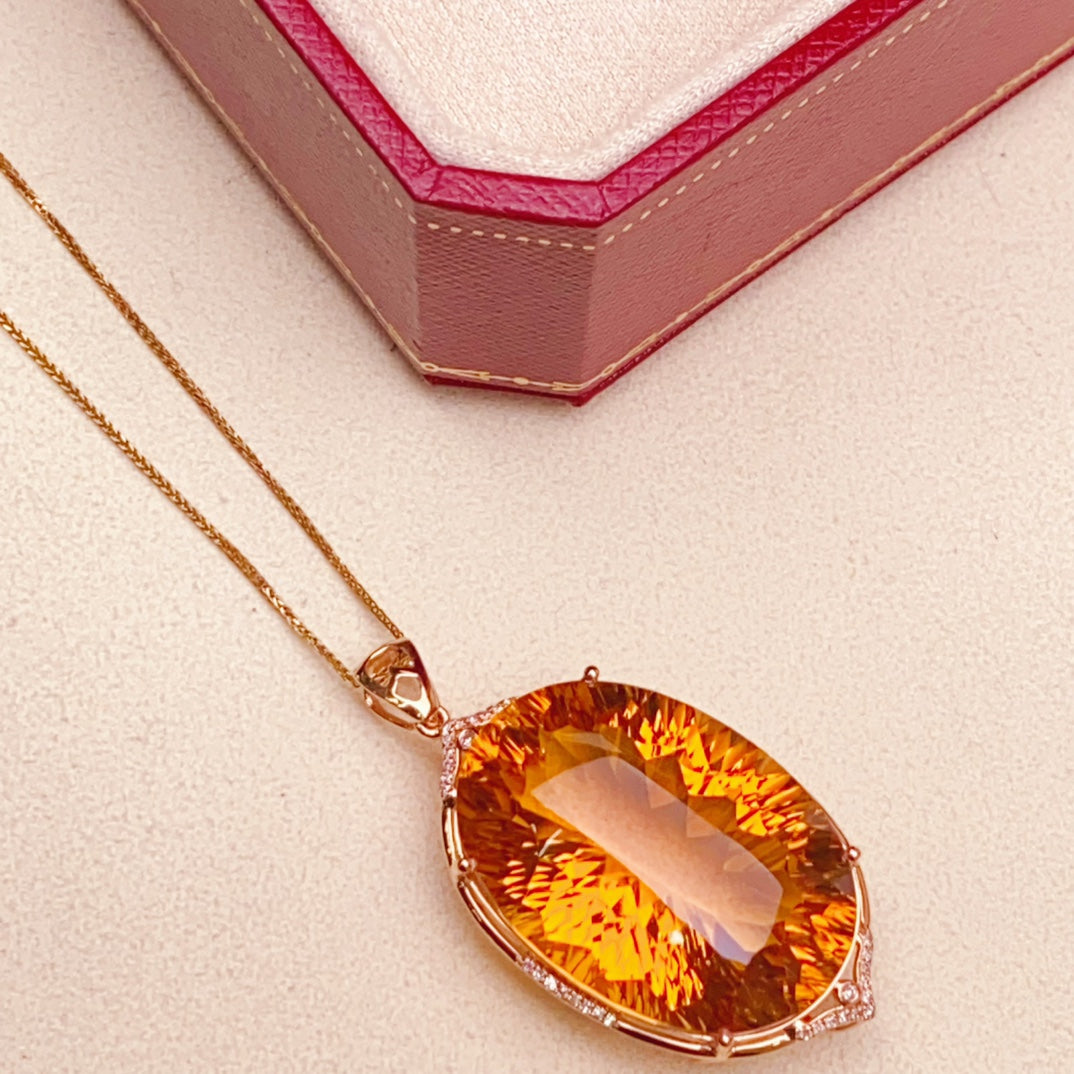 Radiant Sun-Like Yellow Citrine Pendant Jewelry