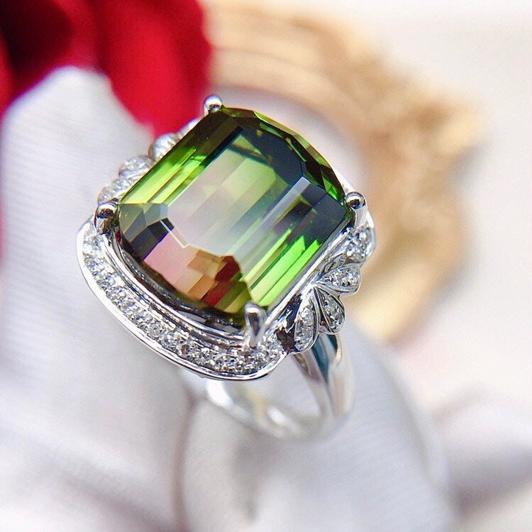 Luxury Jewelry - 18K Gold Natural Tourmaline Ring