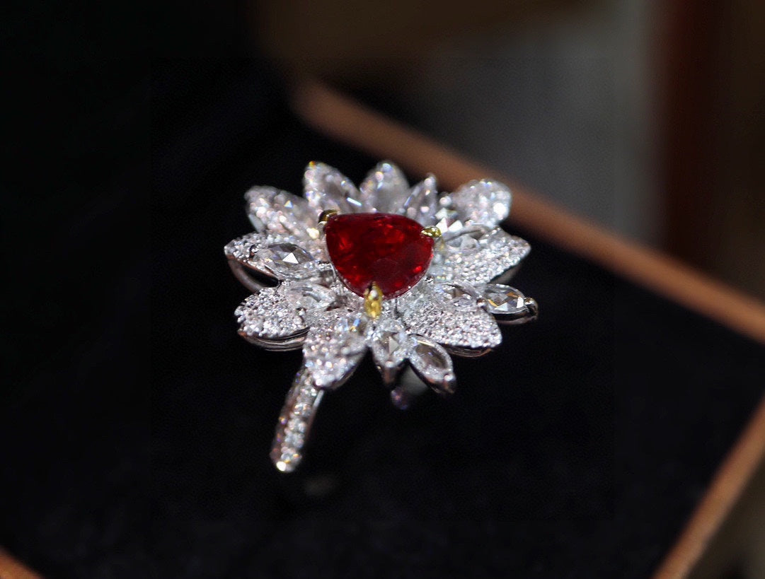 Cincin Delima Tidak Dipanaskan Indah - Barang Kemas Merah Darah Merpati
