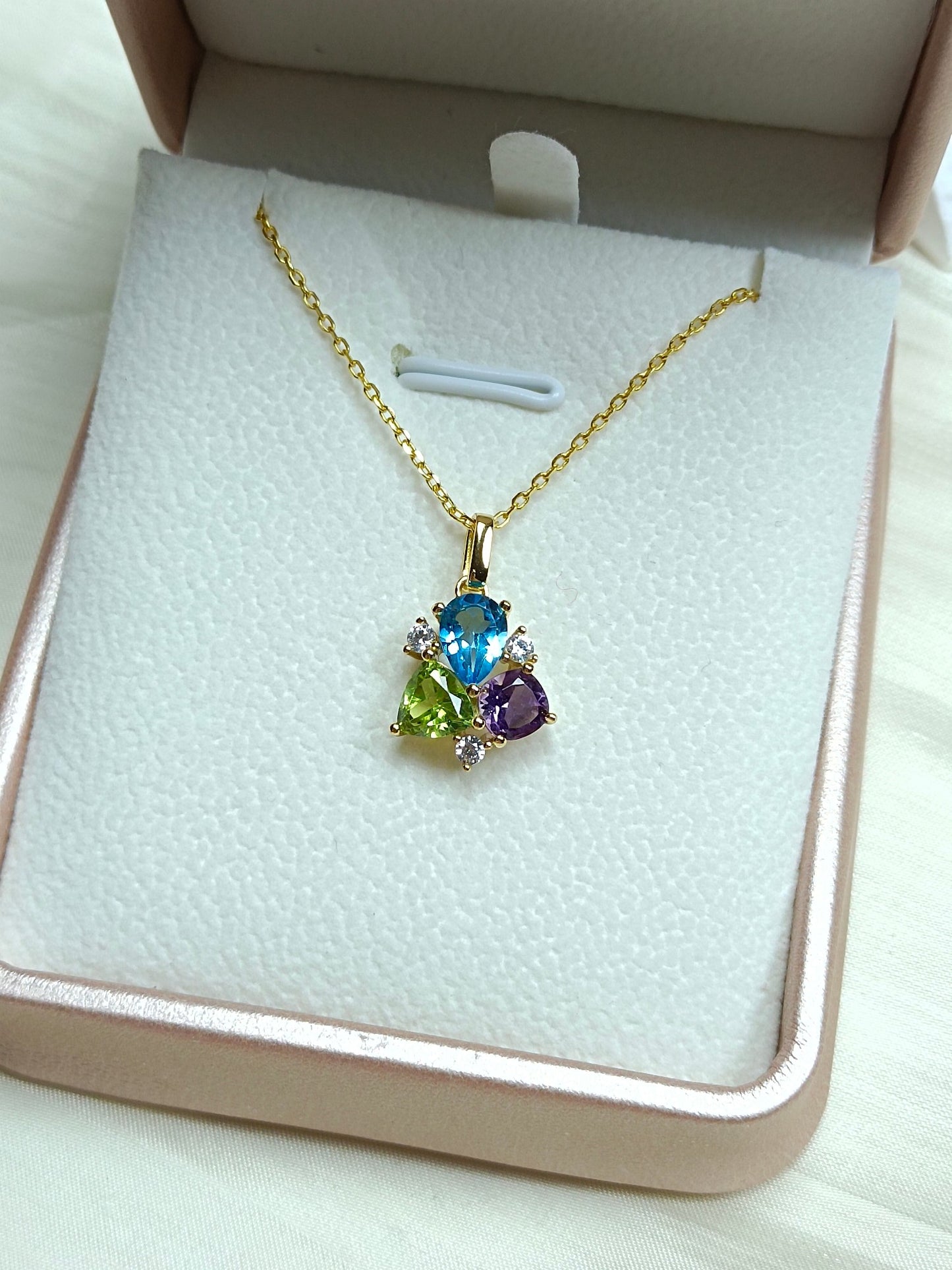 Squisiti gioielli in argento sterling S925 con intarsi di ametista, topazio e peridoto