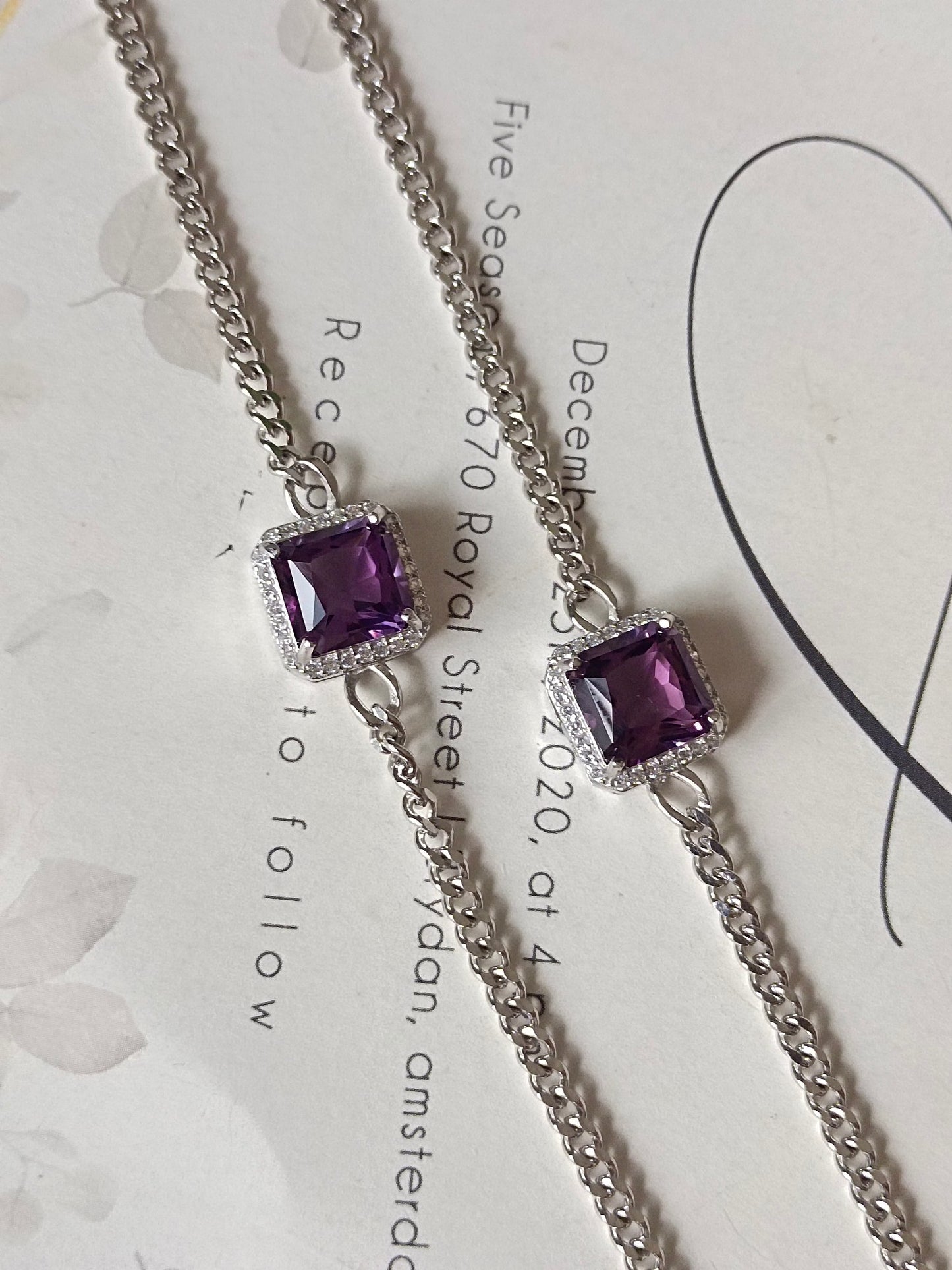 Natural Purple Crystal Square Bracelet - Enchanting Lavender Jewelry