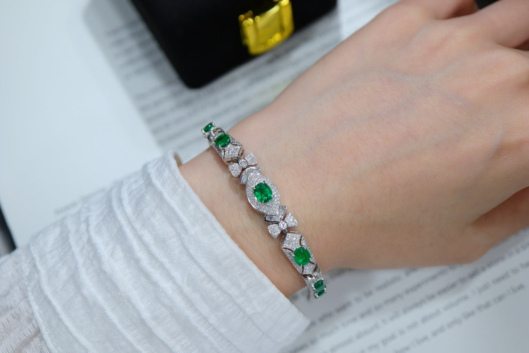 Smaragdschmuck: Afghanisches Panjshir-Smaragd-Armband – erstklassiges Grün