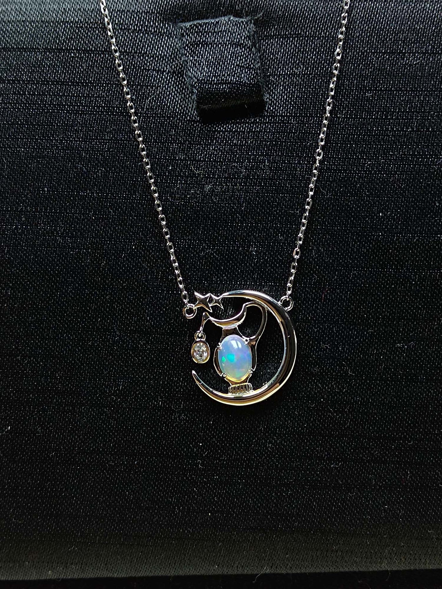 S925 Sterling Sølv Fint Håndverk Innebygd Opal Flaske Anheng Halskjede