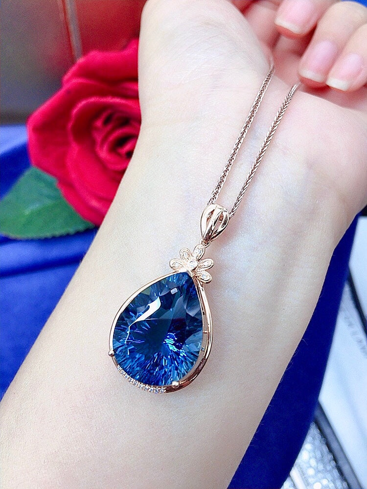 Mystic London Blue Topaz Pendant - Exquisite Jewelry