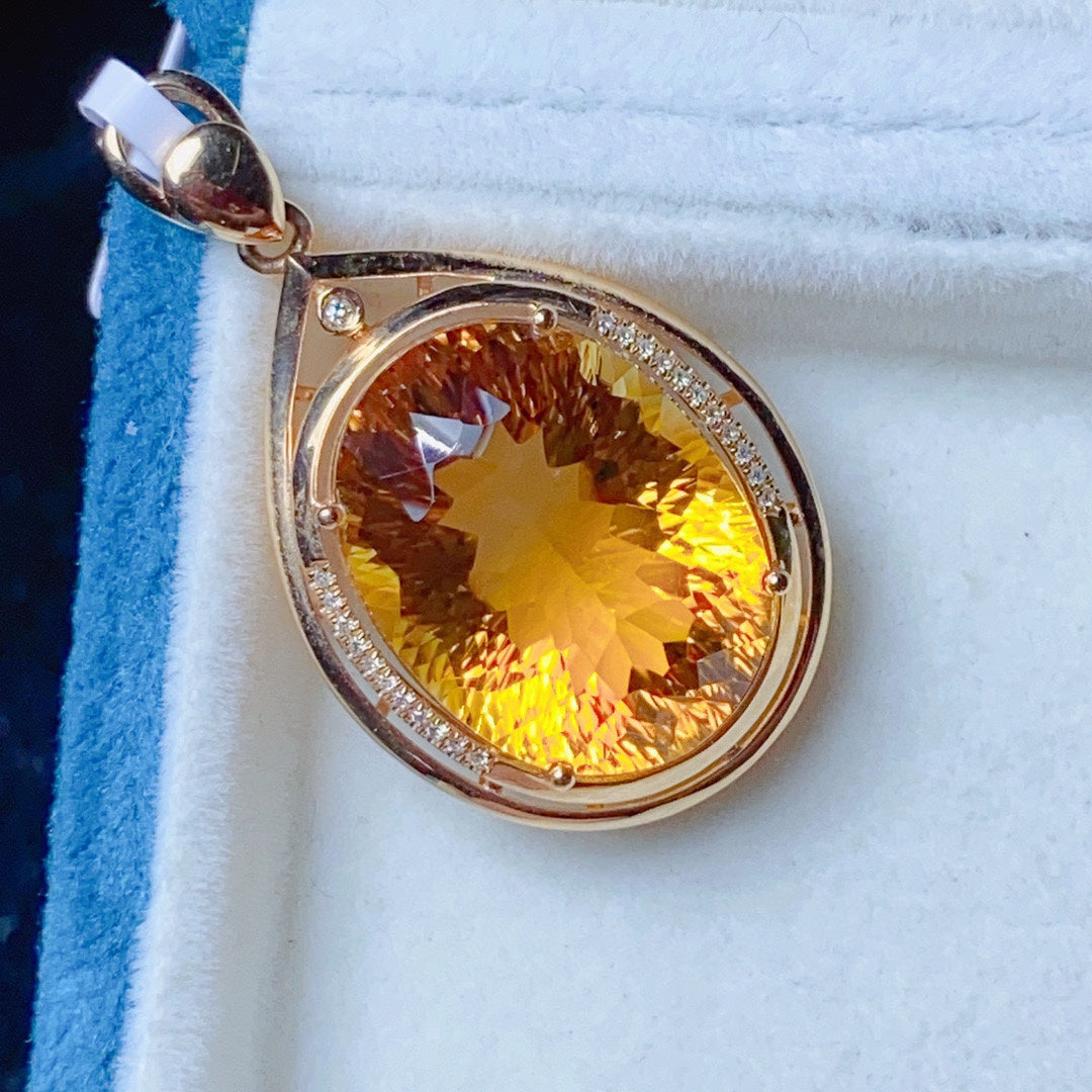 Colgante de citrino amarillo natural - Exquisita pieza de joyería