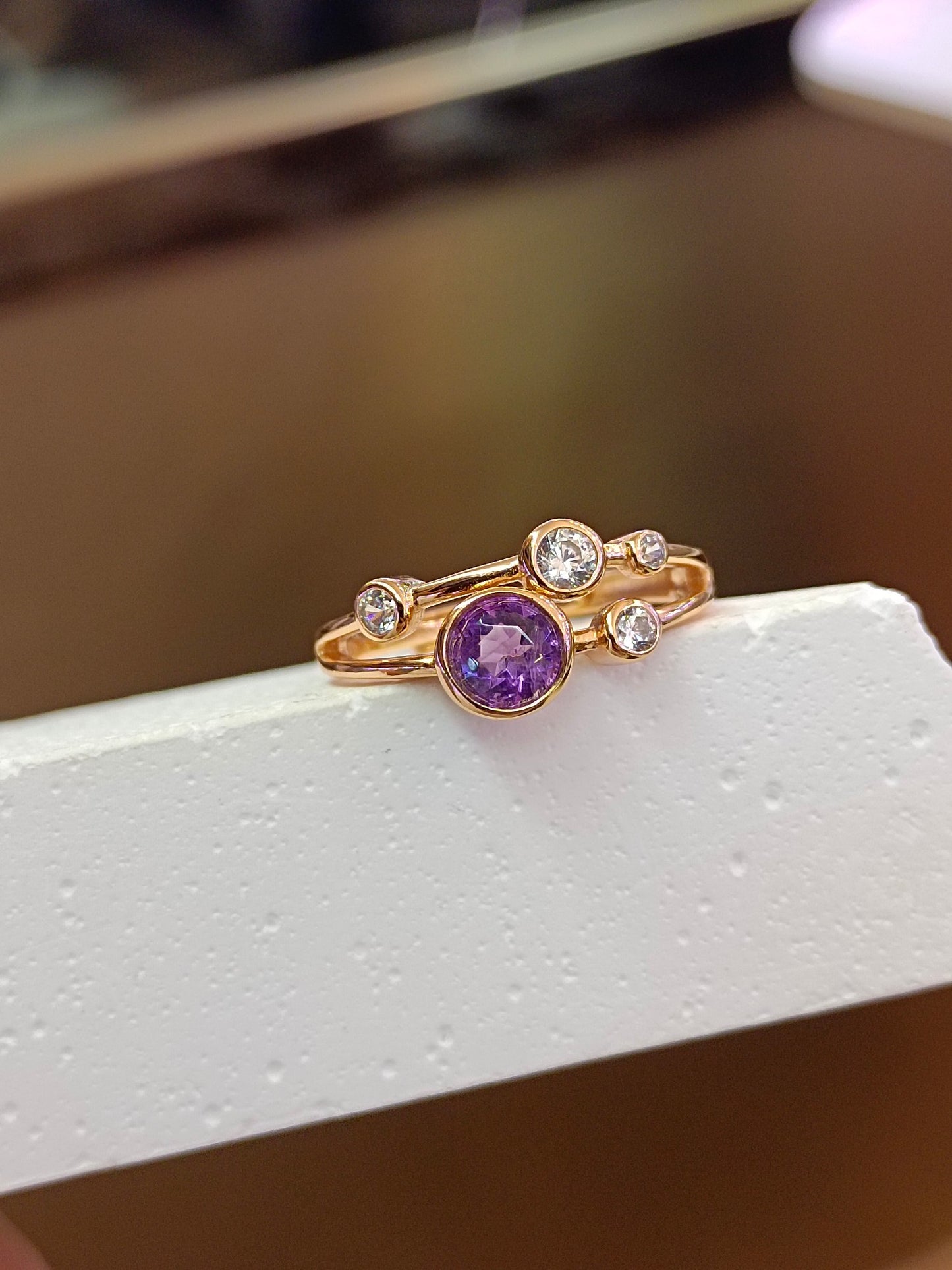 Utsøkt S925 Sterling Sølv Lilla Crystal Bubble Ring - Fine smykker