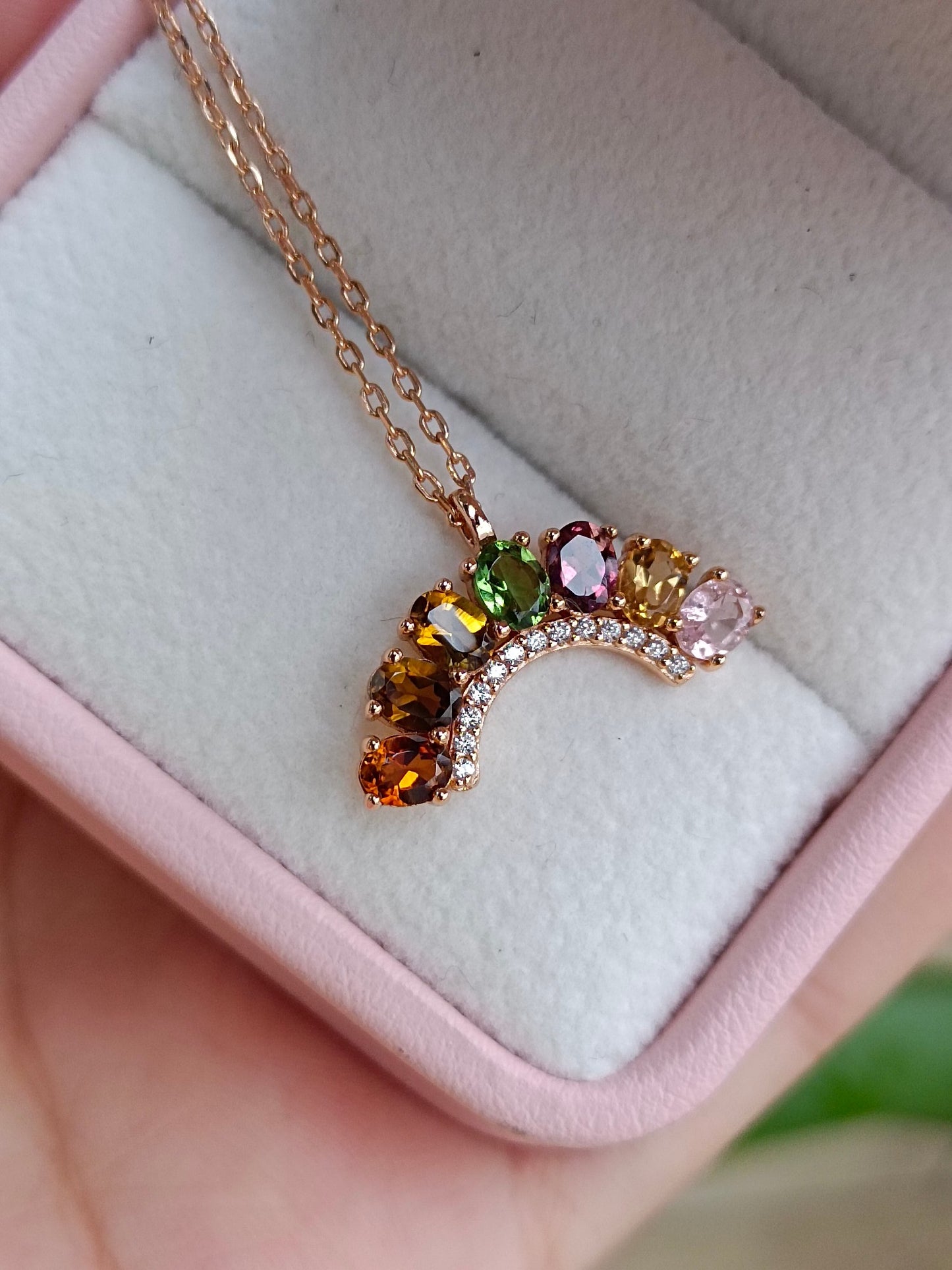 Natural Rainbow Tourmaline Necklace - Unique Jewelry for Summer Fashion