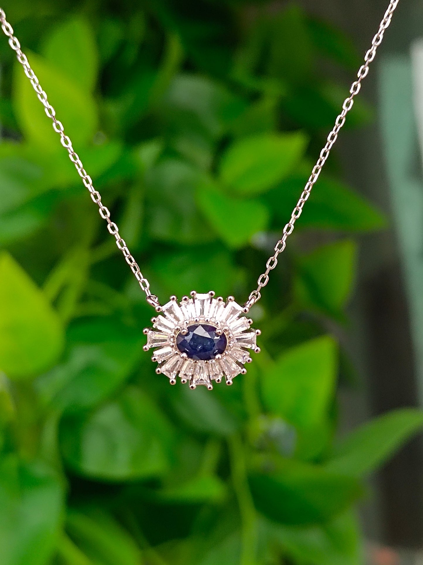 Pendentif mauvais œil en saphir naturel exquis - Bijoux fabriqués à la main