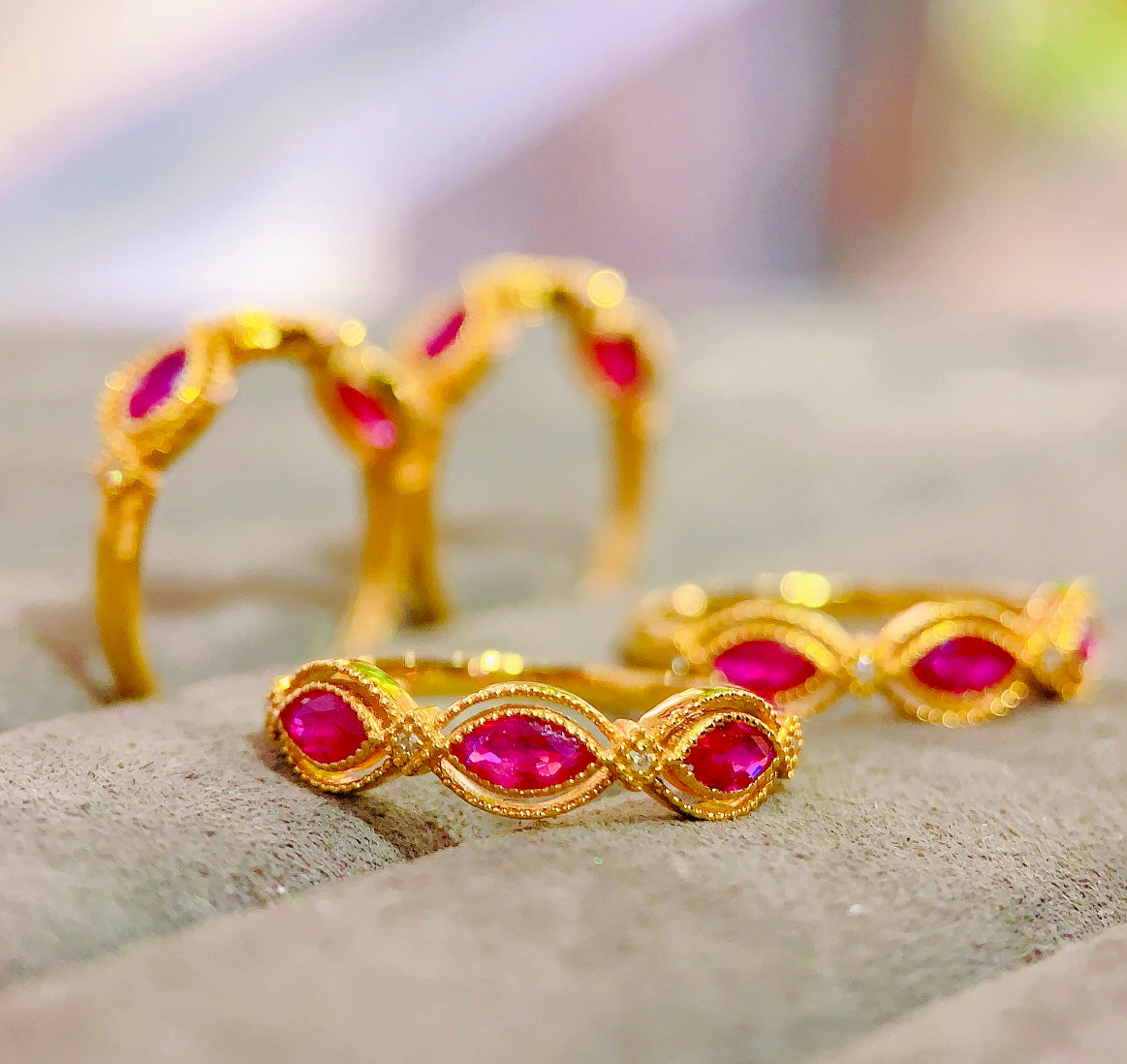 Mesmerizing Ruby Marquise Ring - Elegant 18k Gold Embedded Jewelry