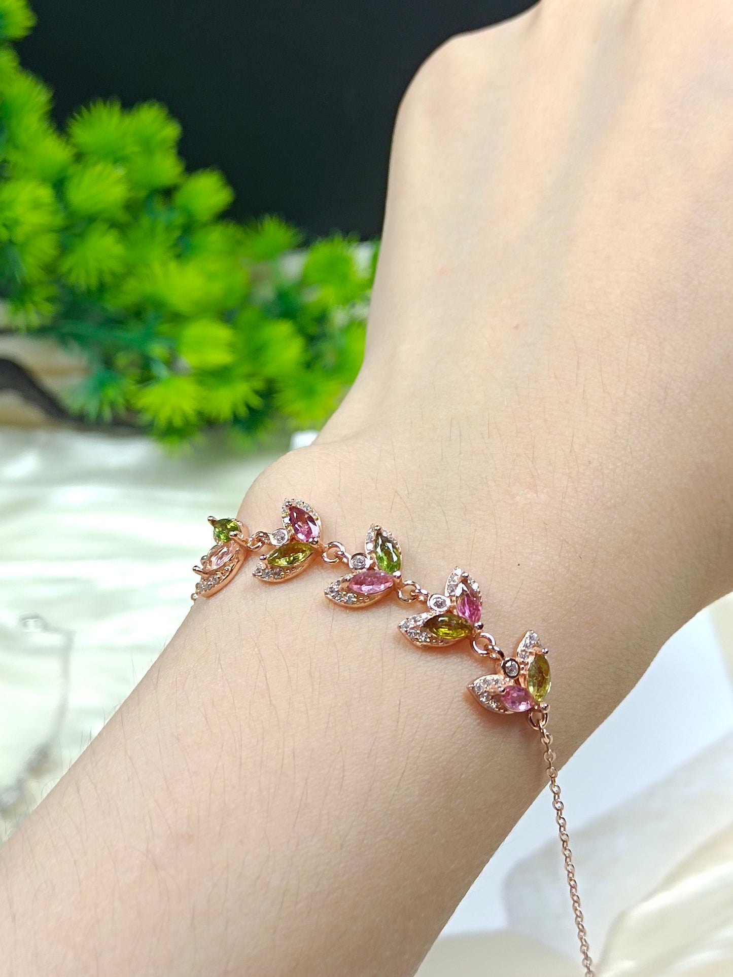 S925 Silver Embedded Candy-Colored Bixite Armband - Eleganta och mångsidiga smycken