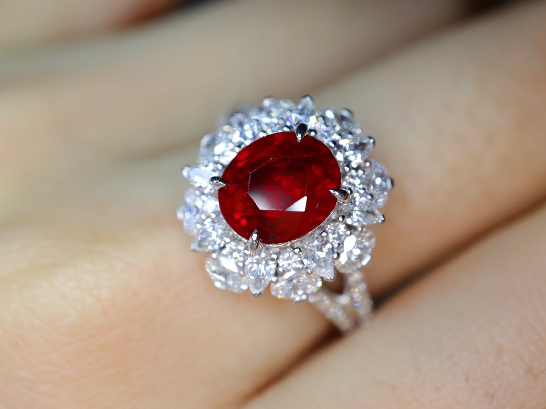Premium Duivenbloed Ruby Ring - 3.0ct Sieraden Edelsteen