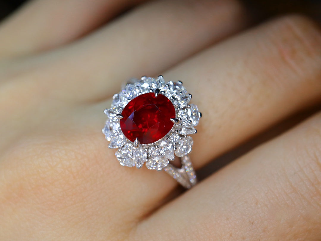 Premium Duivenbloed Ruby Ring - 3.0ct Sieraden Edelsteen