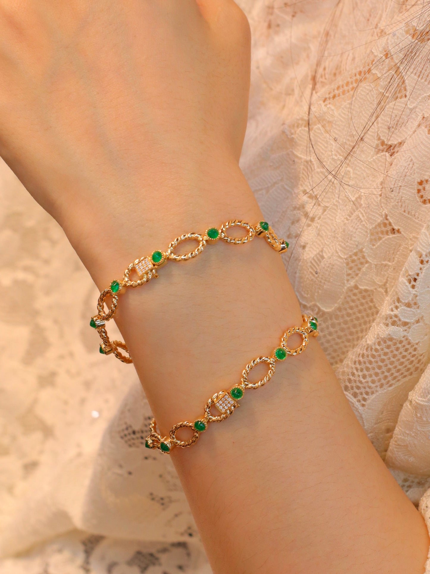 Emerald Round Bubble Hemp Armbånd - Premium smykker