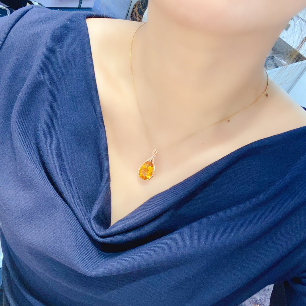 Radiant Sunlight Yellow Citrine Pendant - Exquisite Jewelry