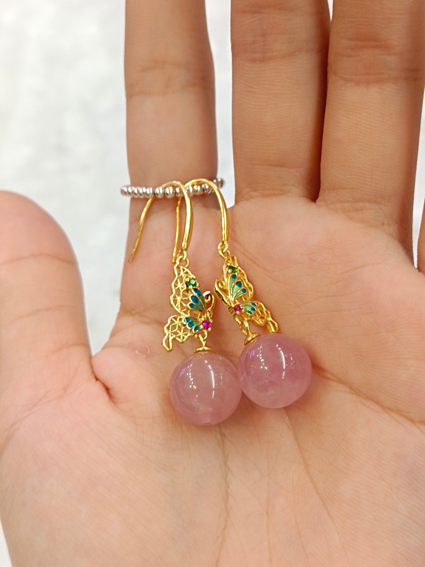 Elegant Crystal Earrings - Short and Sweet Ma Fan Jingtai Blue with S925 Silver