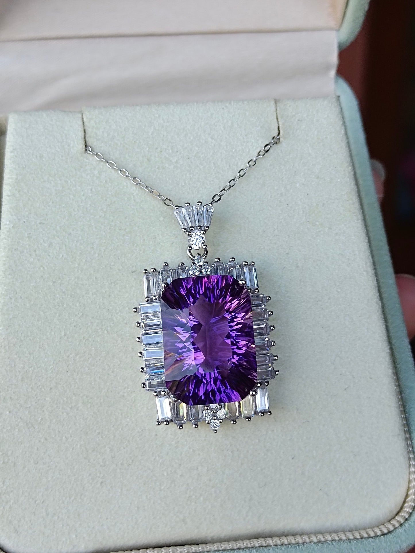 Luxurious Natural Purple Amethyst Square Pendant - Jewelry of Mystery and Elegance