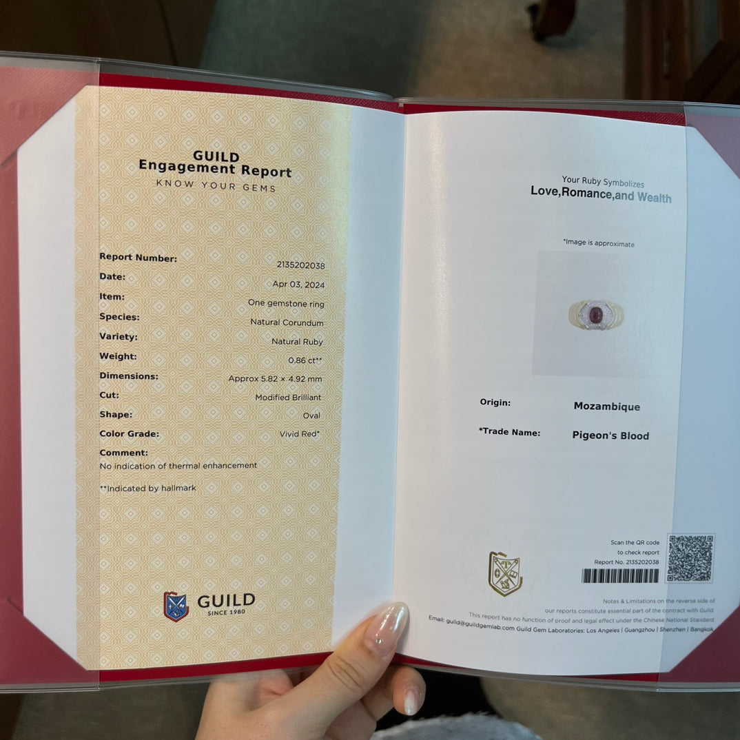 Anello con rubino sanguigno di piccione in stile vintage: una meraviglia di gioielli con pietre preziose