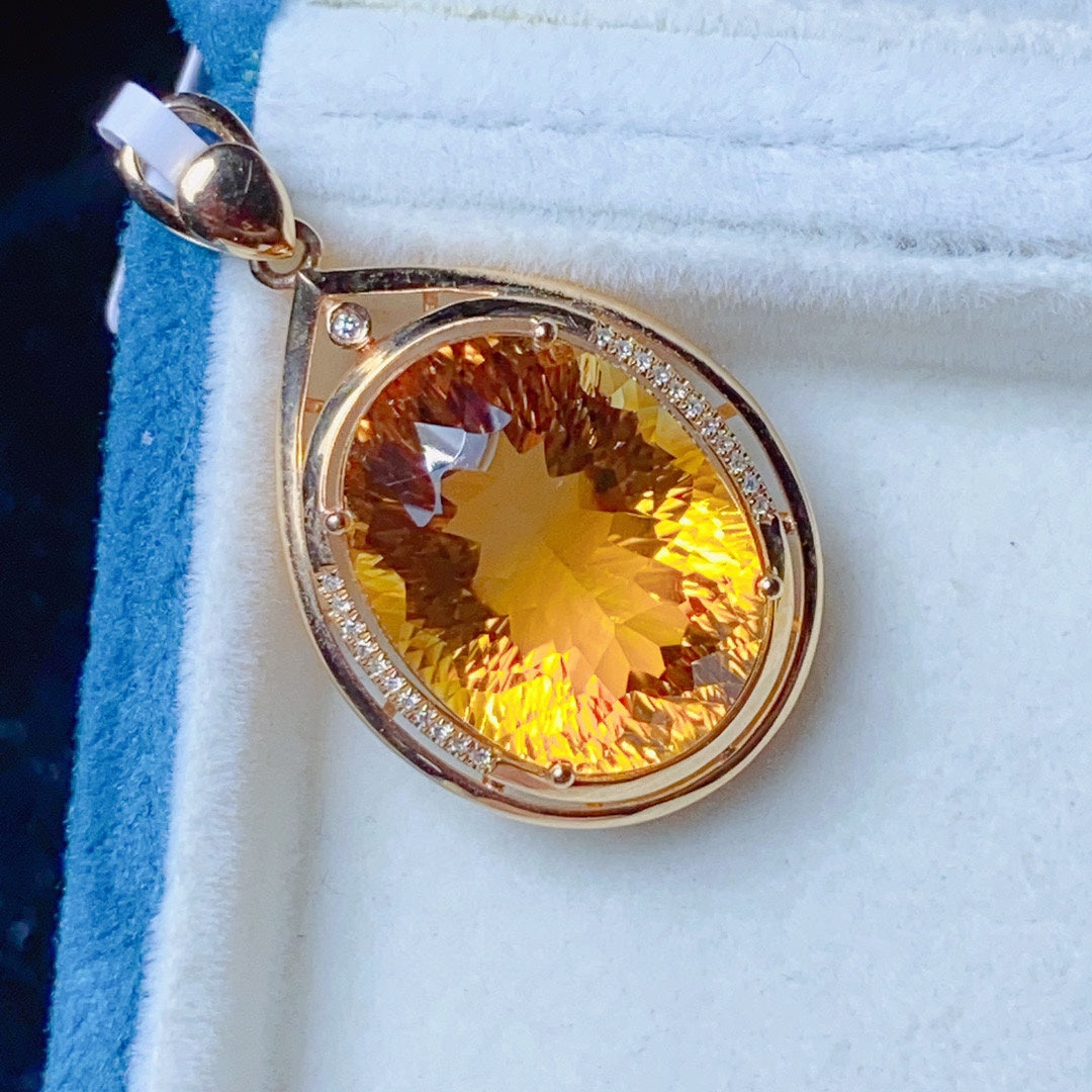 Colgante de citrino amarillo natural - Exquisita pieza de joyería