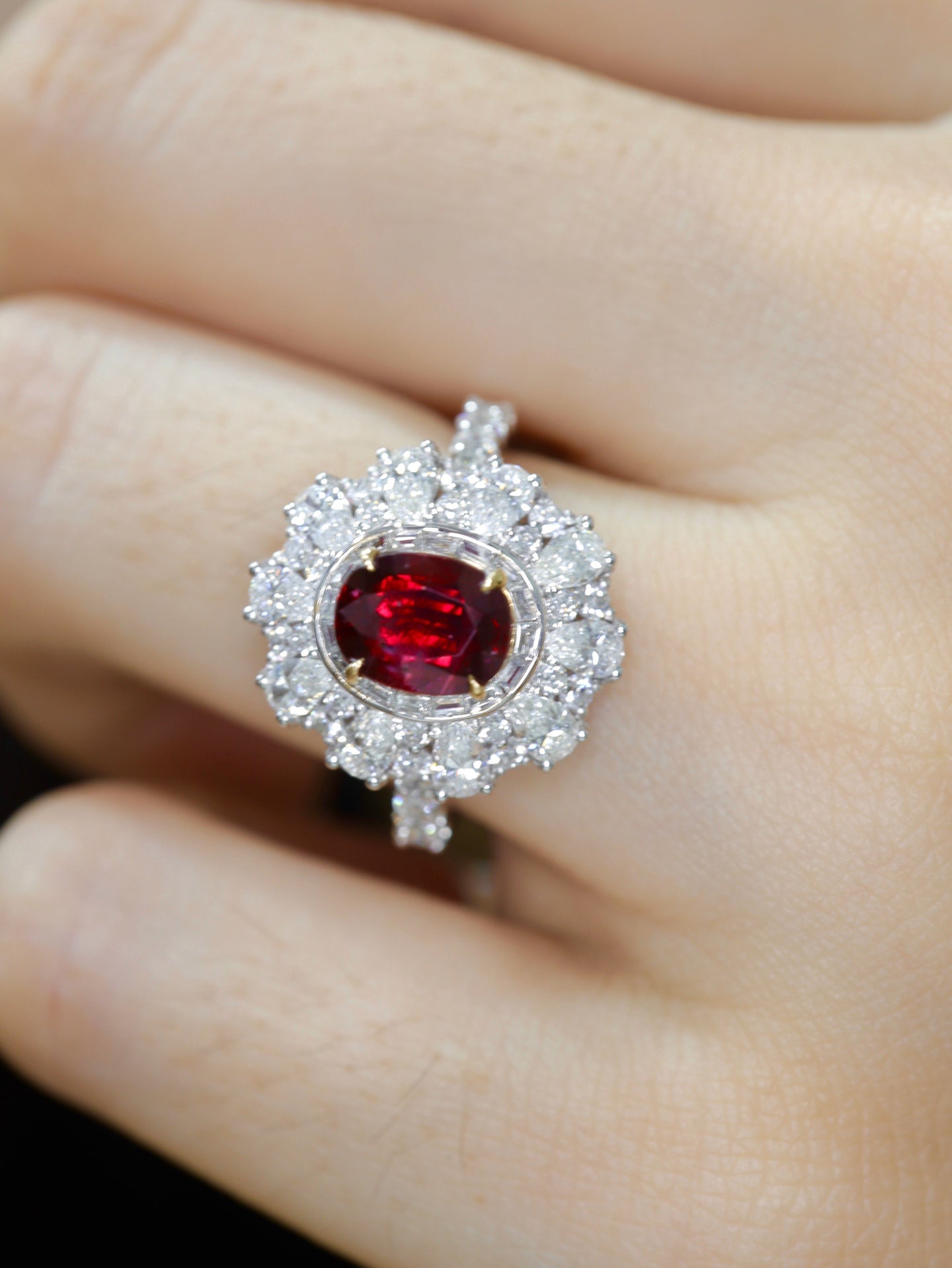 Vivid Red Pigeon Blood Ruby Ring 1.25ct with Diamonds - Premium Jewelry