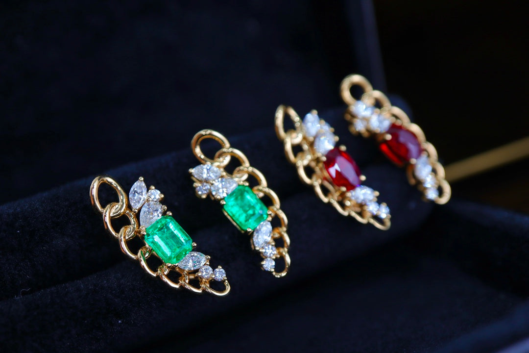 Minimalistyczne, luksusowe kolczyki z rubinami - wykwintna biżuteria