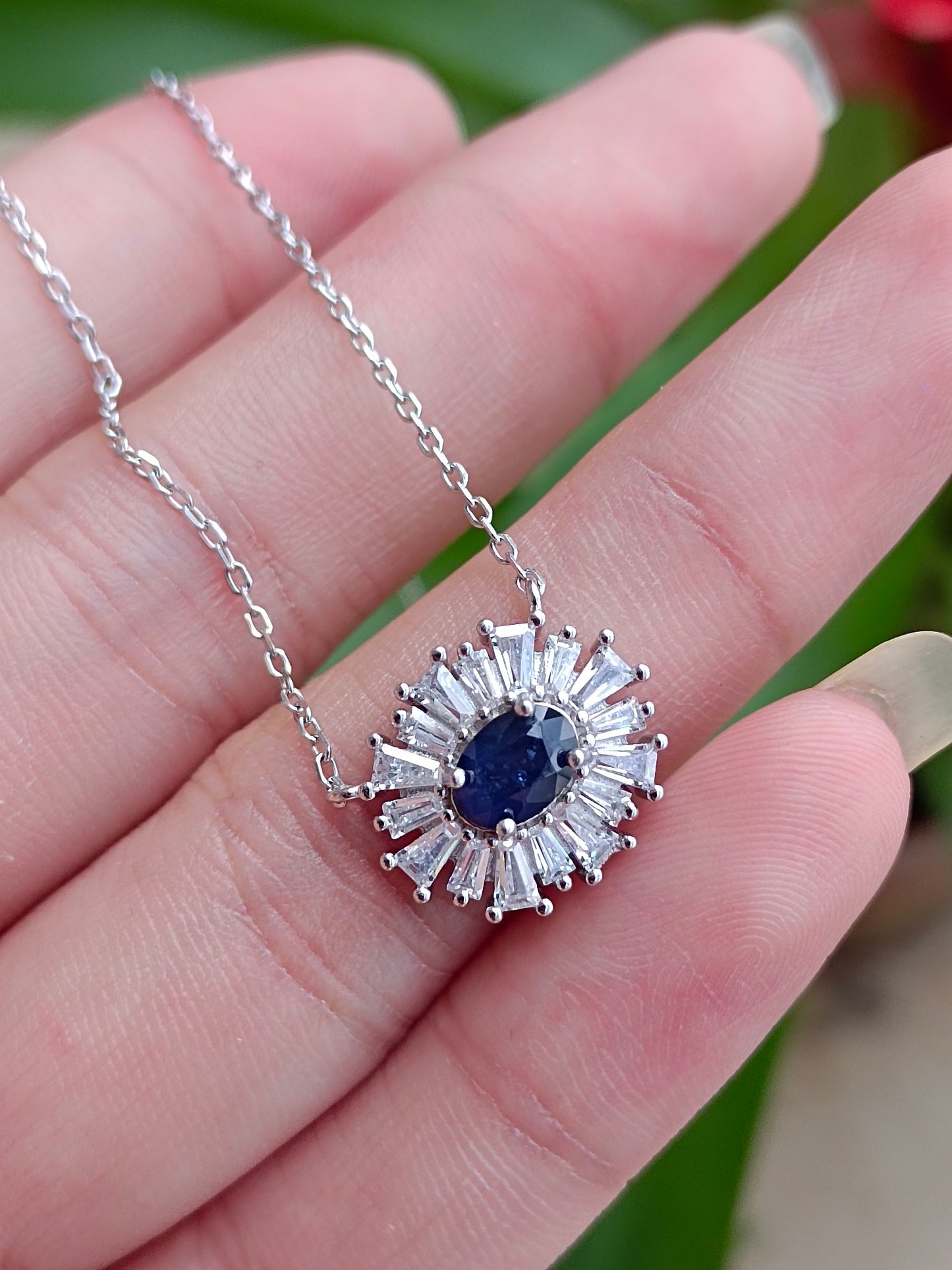 Pendentif mauvais œil en saphir naturel exquis - Bijoux fabriqués à la main
