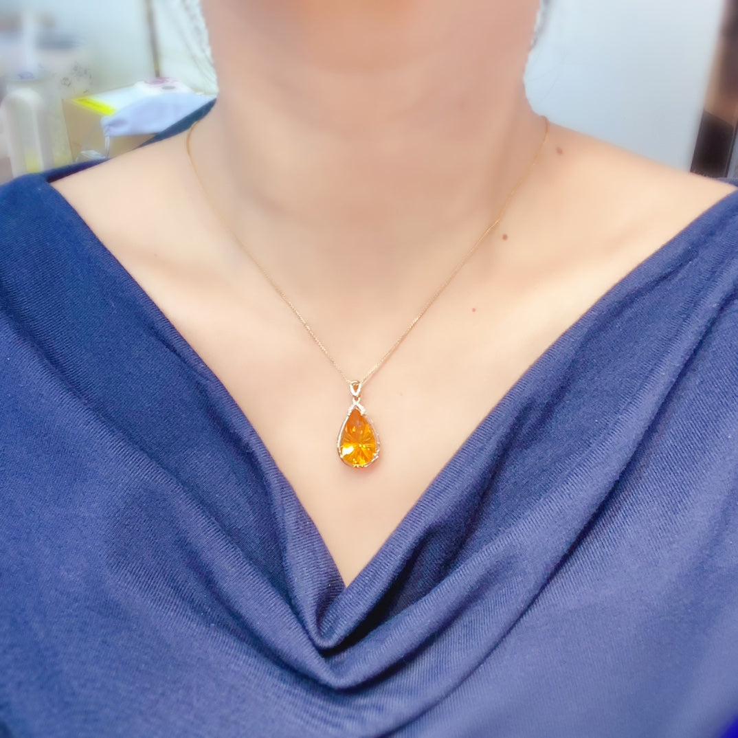 Radiant Sunlight Charm - Yellow Citrine Pendant Jewelry