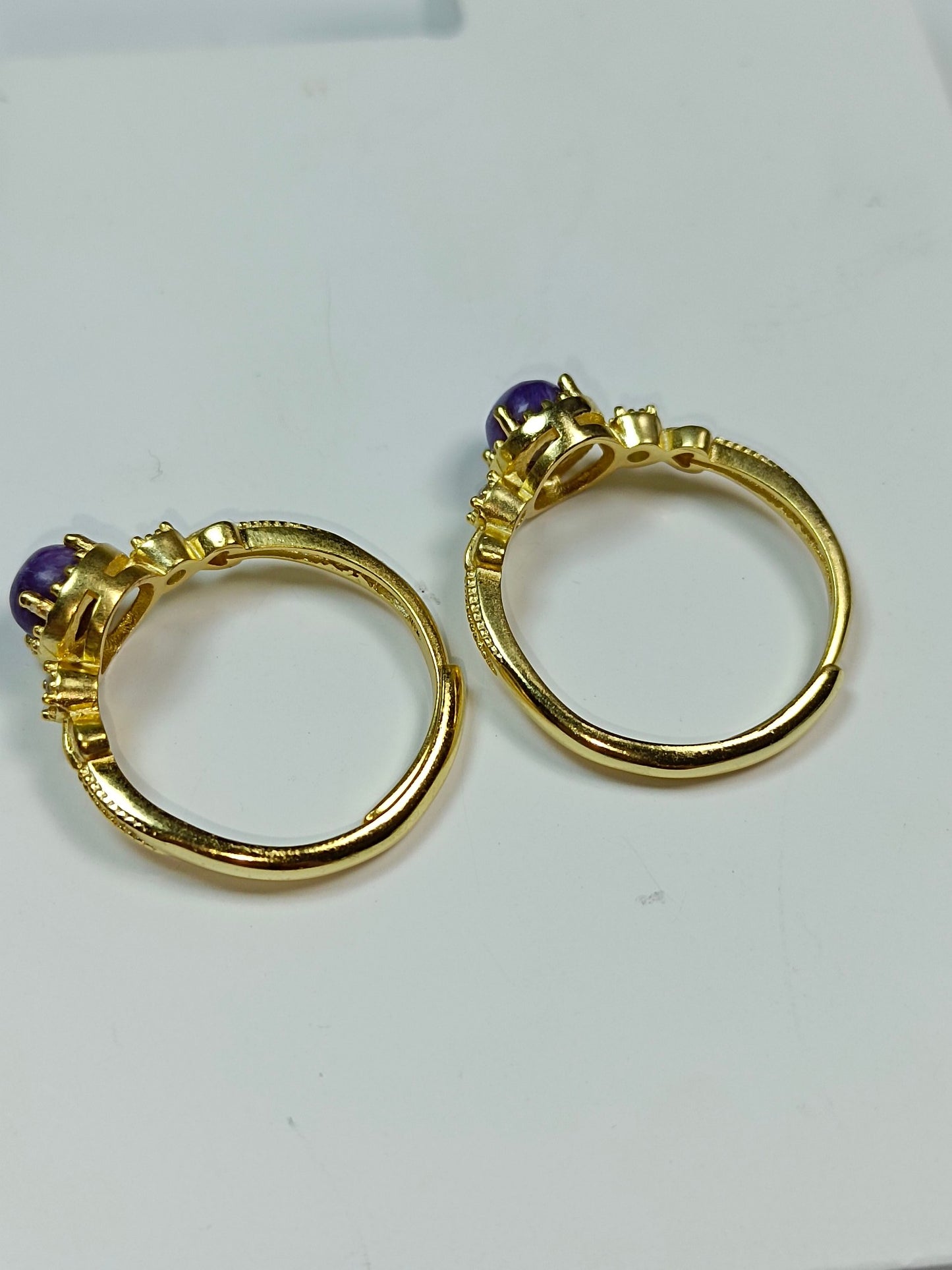 S925 Silver Embedded Charoite Ring - Minimalist Fashion Trendsetter