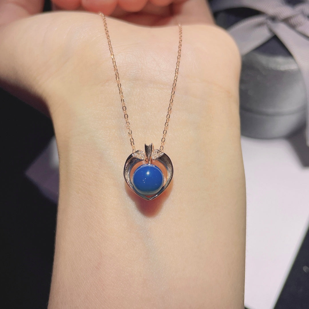 Utsökta smycken: 18K guld inbäddat Dominikanska blå bärnstenshänge