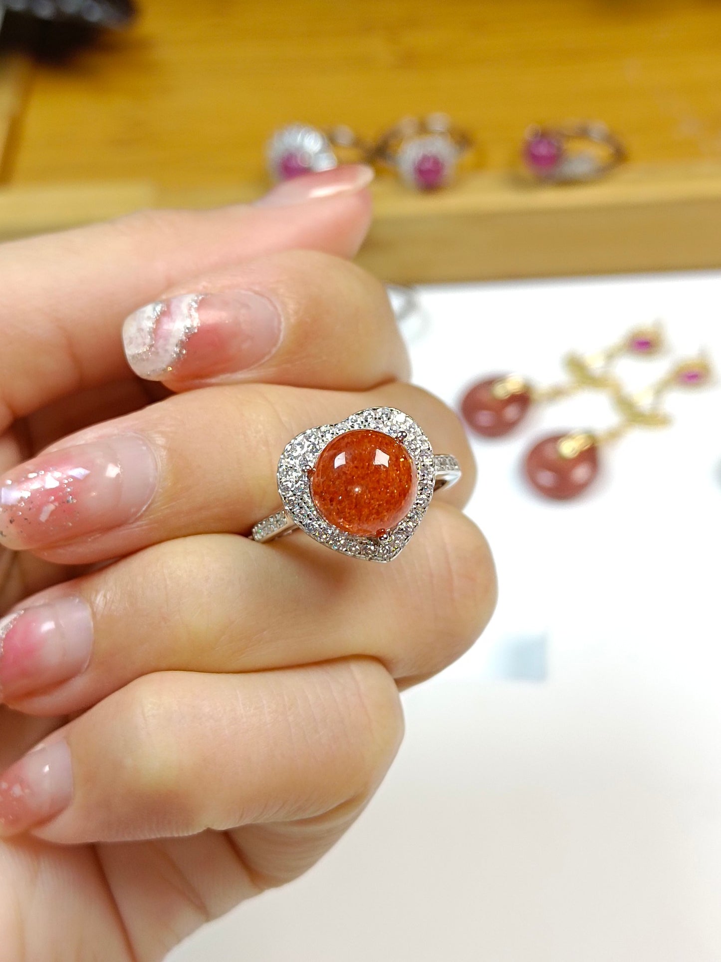 S925 Silver Embedded Golden Sun Ring - Fasjonable minimalistiske smykker for kvinner