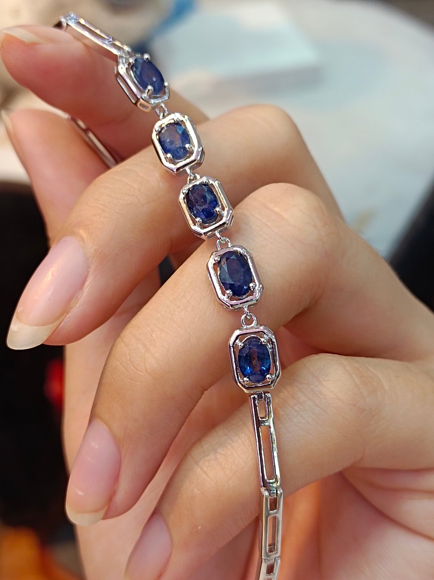 S925 zilveren fijn vervaardigde saffierarmband - elegante sieraden