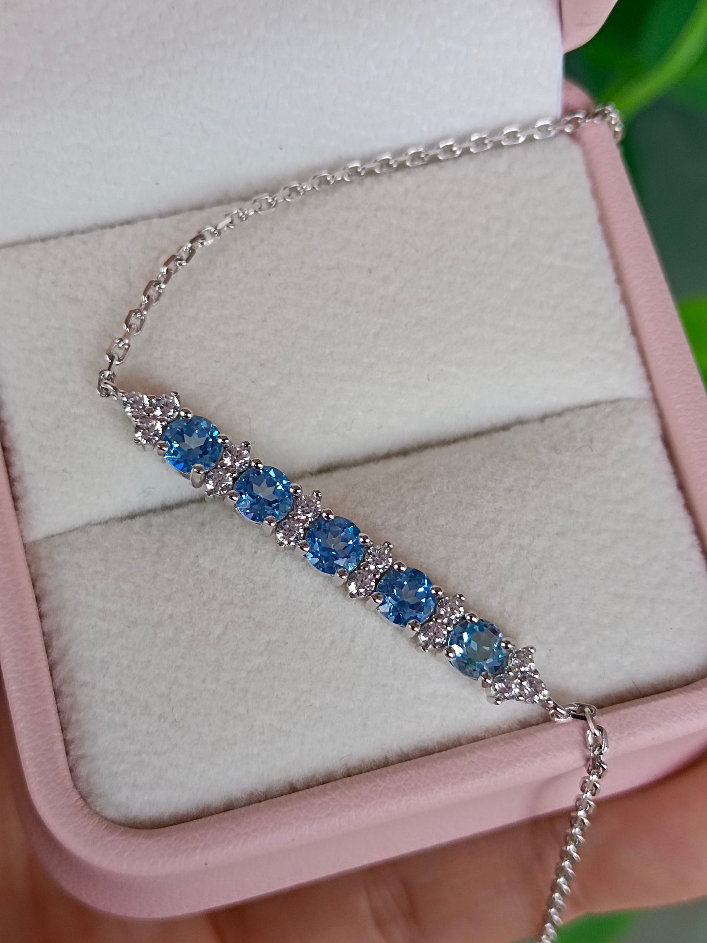 Brățară de bijuterii cu topaz albastru elvețian natural