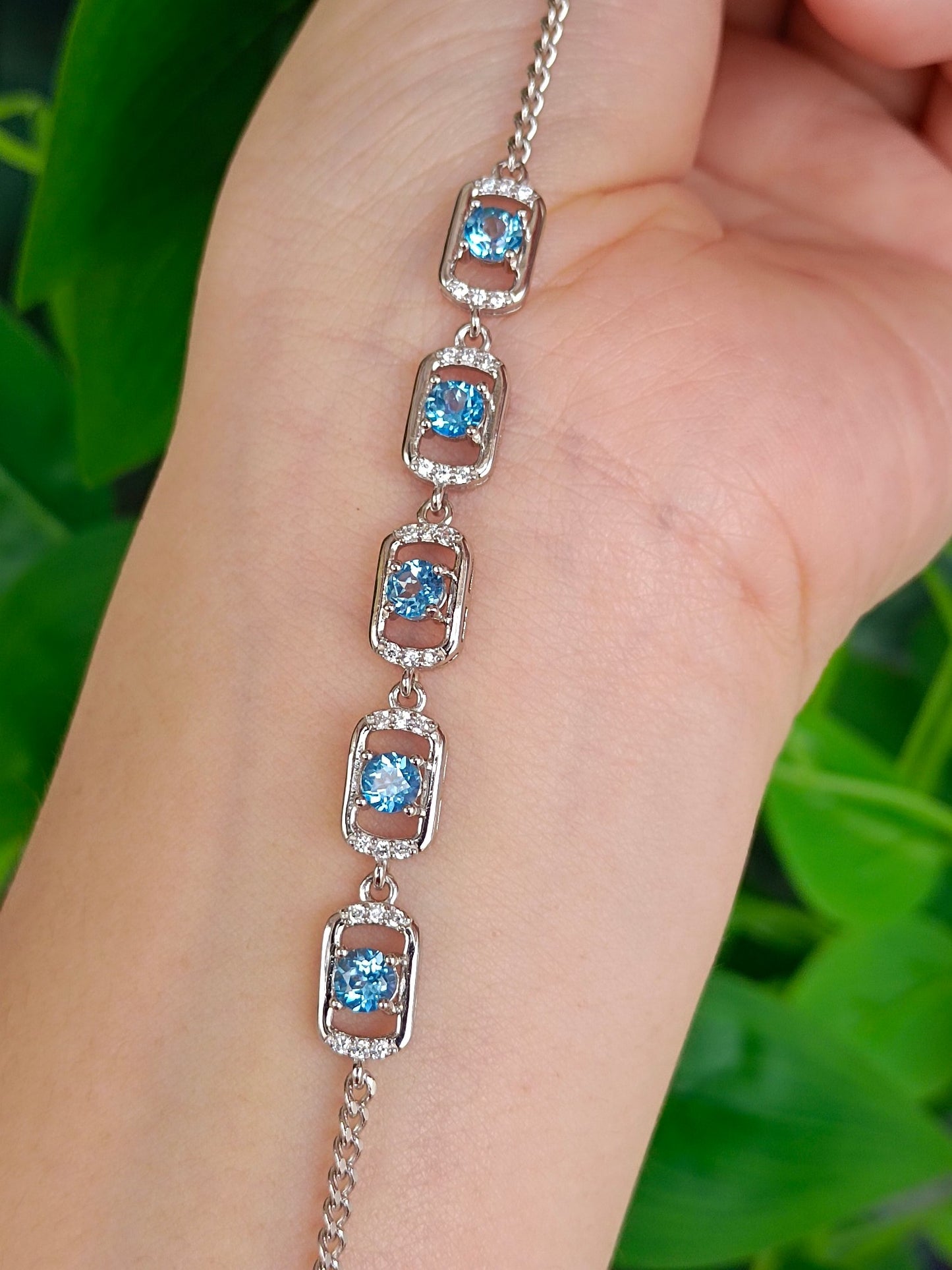 Bracelet exquis en topaze bleue naturelle suisse – Bijoux élégants