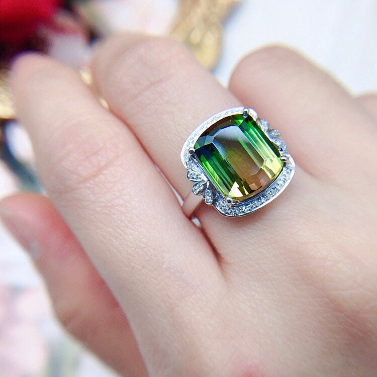 Luxury Jewelry - 18K Gold Natural Tourmaline Ring