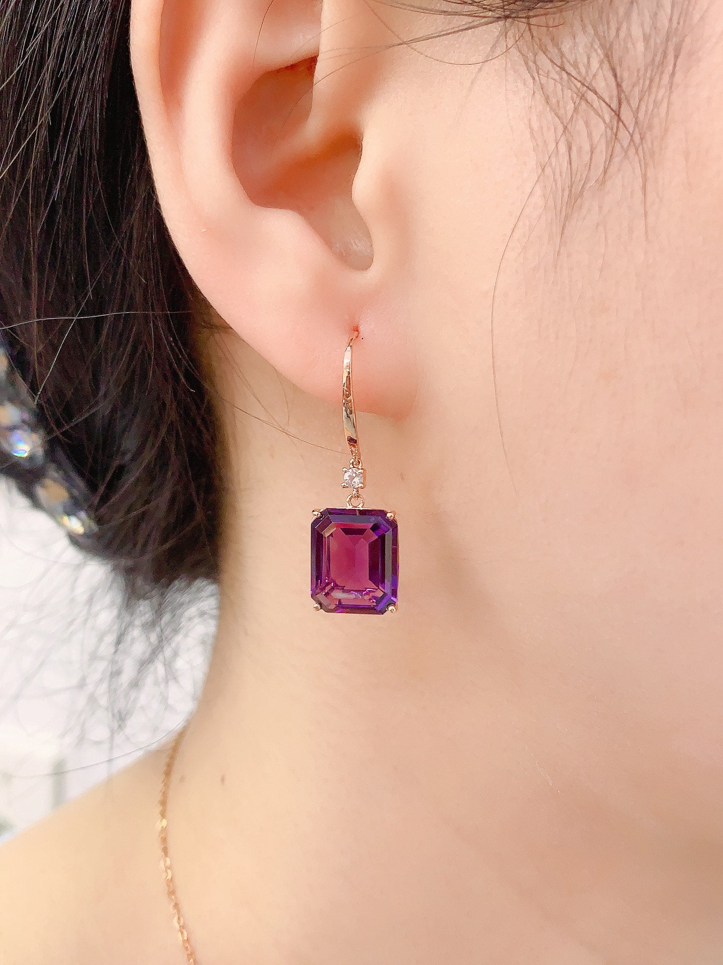 Elegant Purple Crystal Earrings - Luxury Jewelry Collection