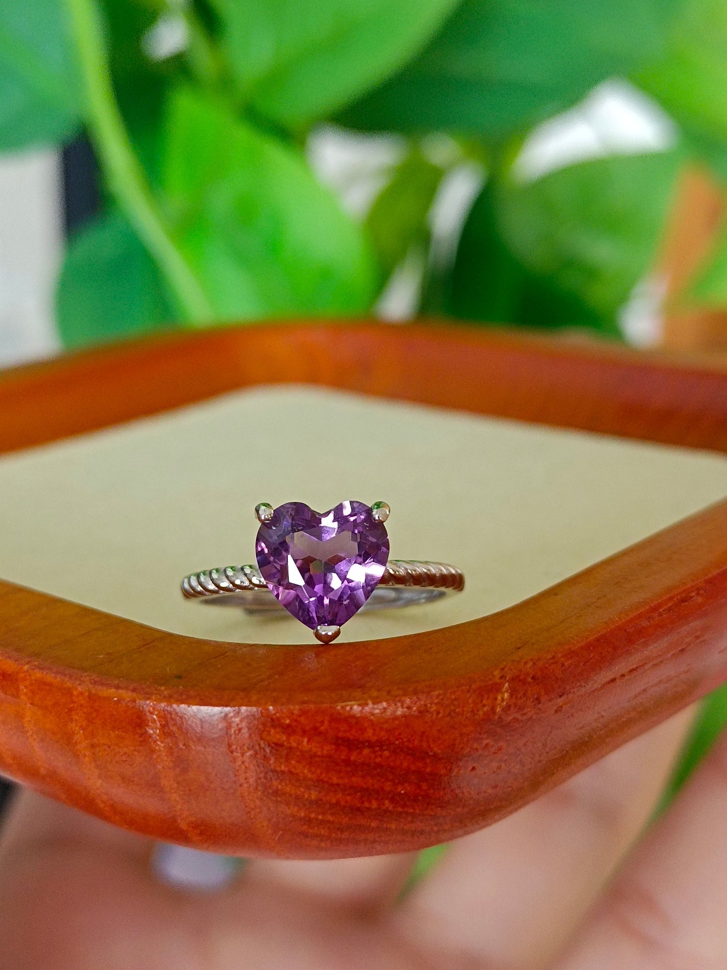 Mystic Purple Heart Ring - Naturlig ametyst smykker