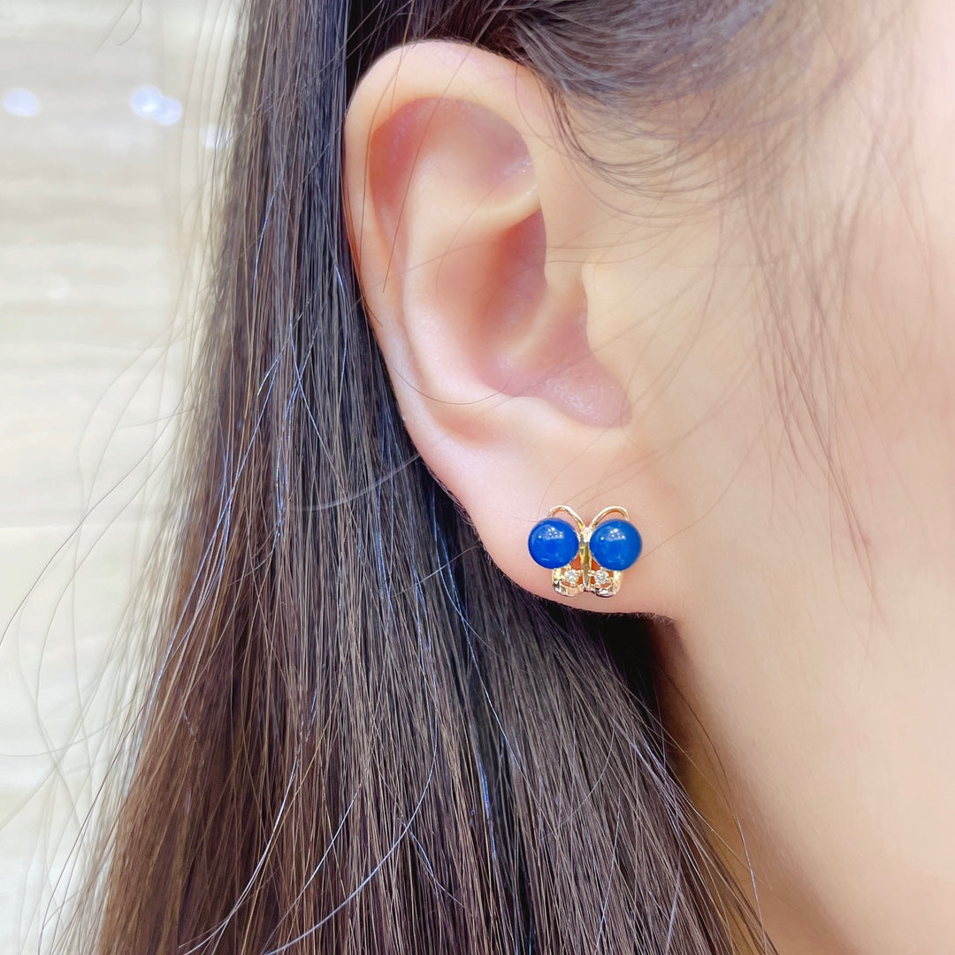 新品上市 - 18k 金镶嵌多米尼加蓝琥珀耳环,献给宁静精致的女士