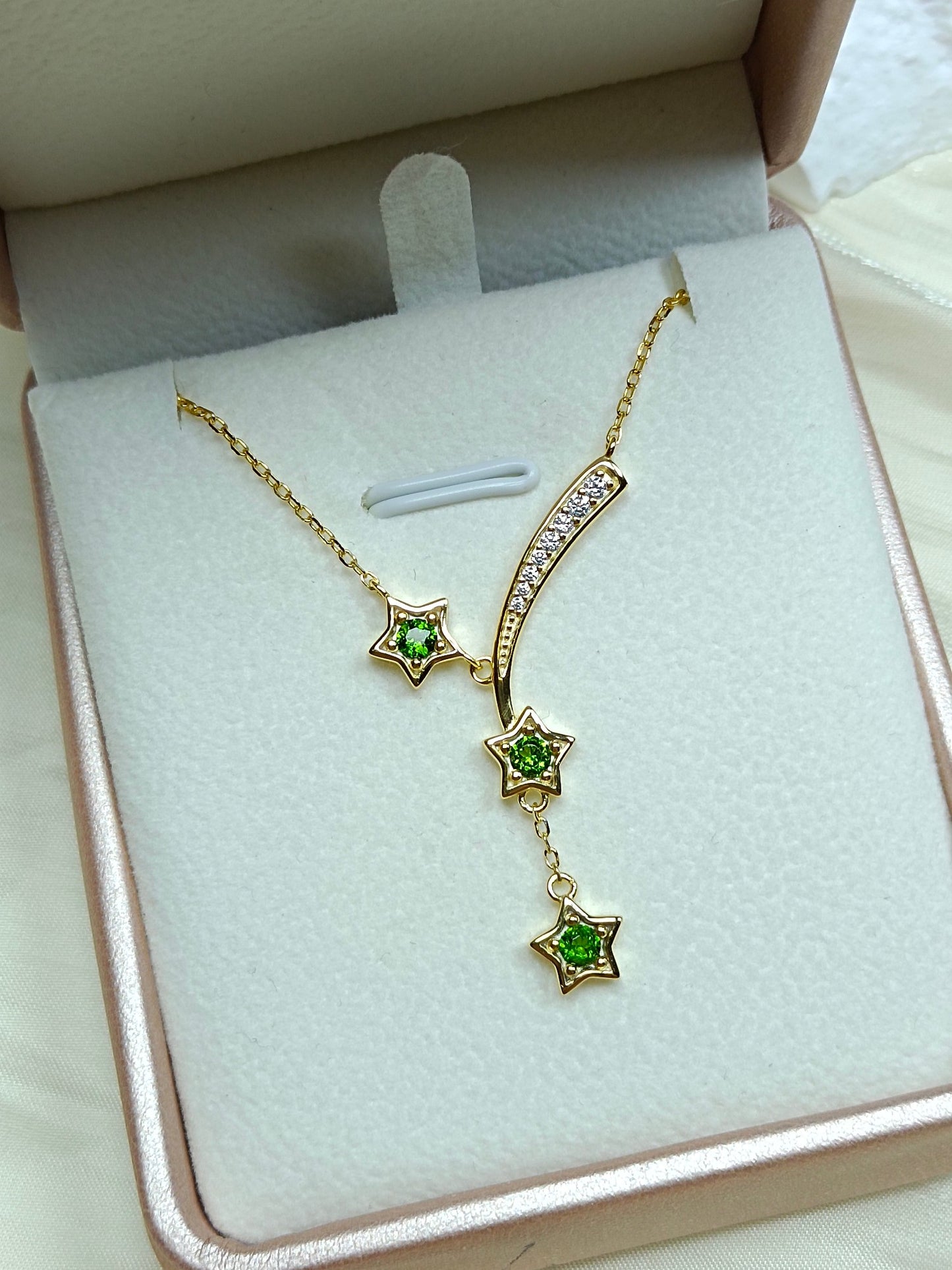 S925 Sterling Sølv Meteoritt Halskjede med Diopside - Elegante smykker i fransk stil