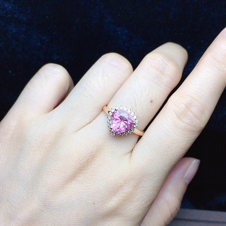 Cincin Turmalin Asli dalam Emas 18K dengan Berlian Afrika Selatan - Barang Kemas Cantik