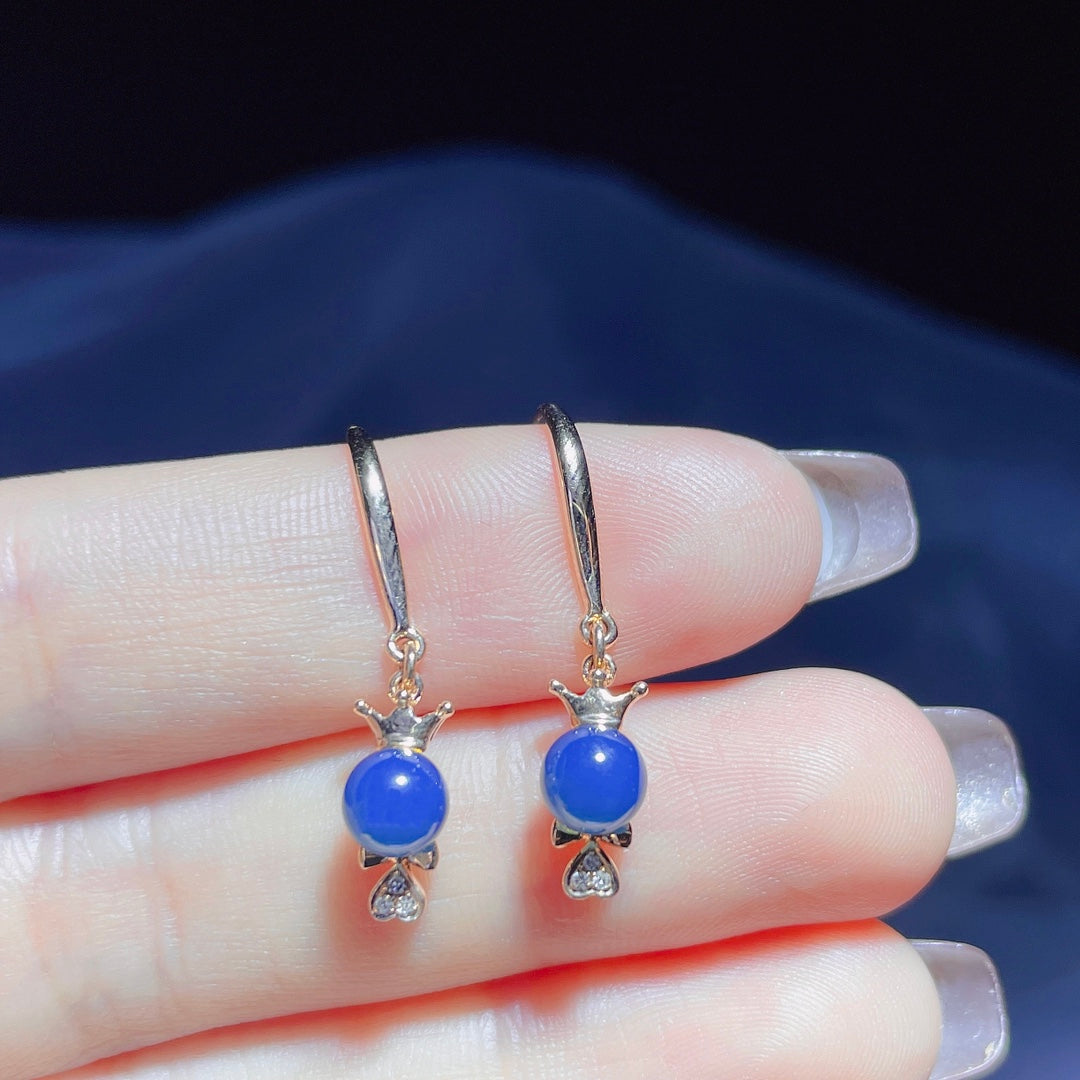 Minimalistiset sisätyyliset 18K kultaa upotetut Dominikaanisen sinisen meripihkan korvakorut - korut