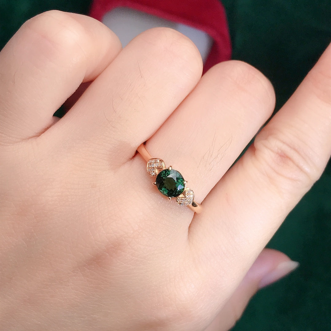 Anillo de Turmalina Natural con Oro de 18K y Diamantes Sudafricanos - Joyería Elegante