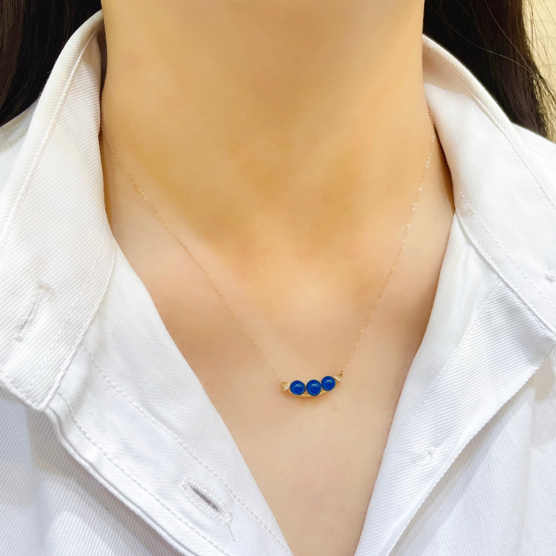 Prachtige 18K gouden ingebedde Dominicaanse blauwe amber hanger - unieke sieraden