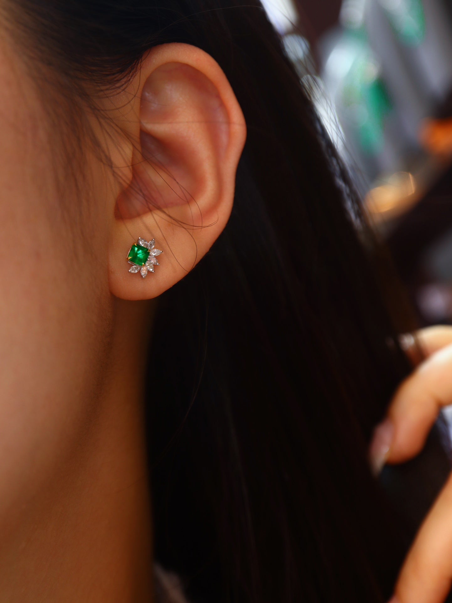 Anting-anting Zamrud Panjshir Berkualiti Tinggi - Barang Kemas Mesti Ada