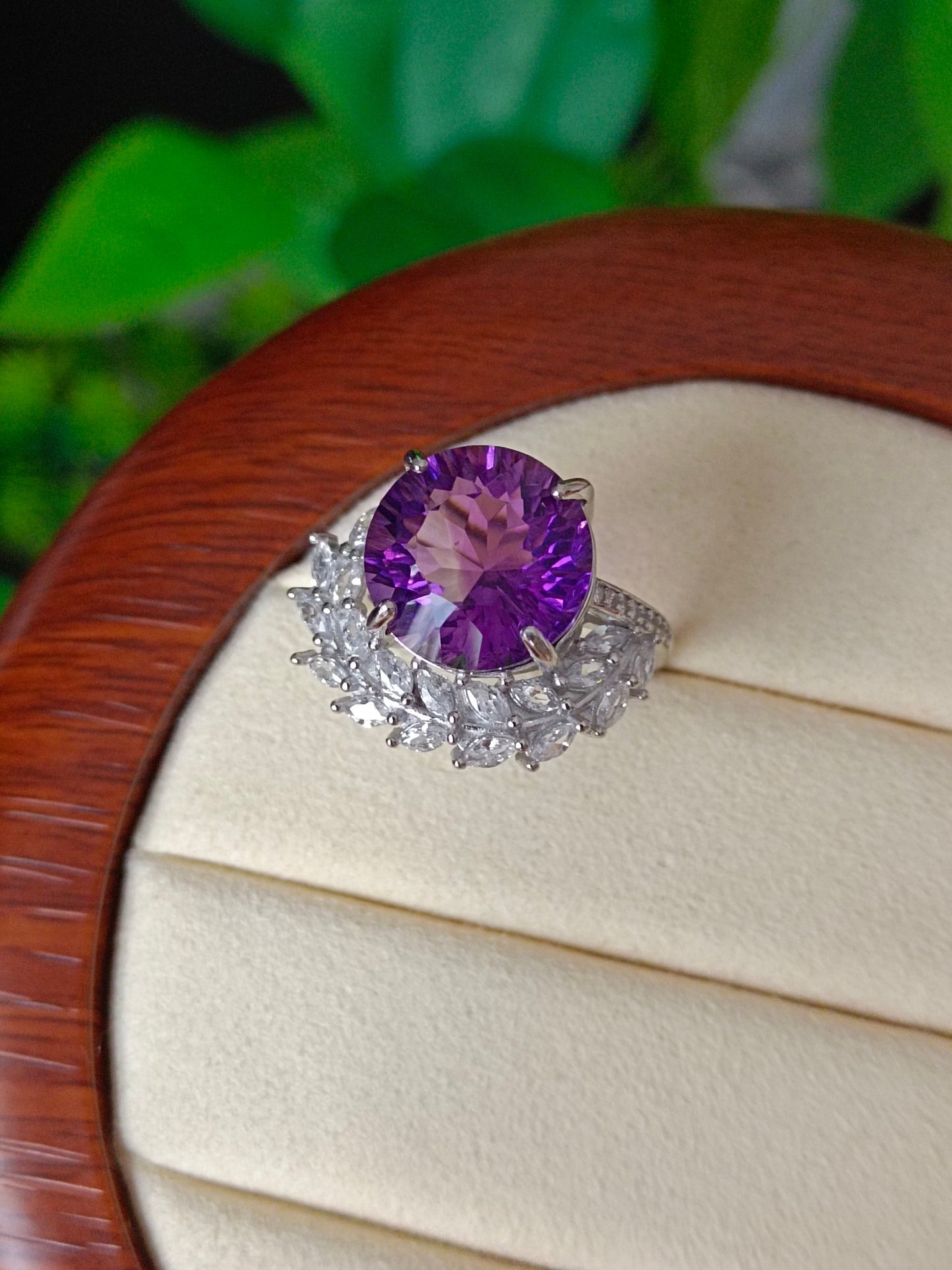 Natürlicher Amethyst-Weizen-Spike-Ring – exquisiter Schmuck für Eleganz und Wohlstand