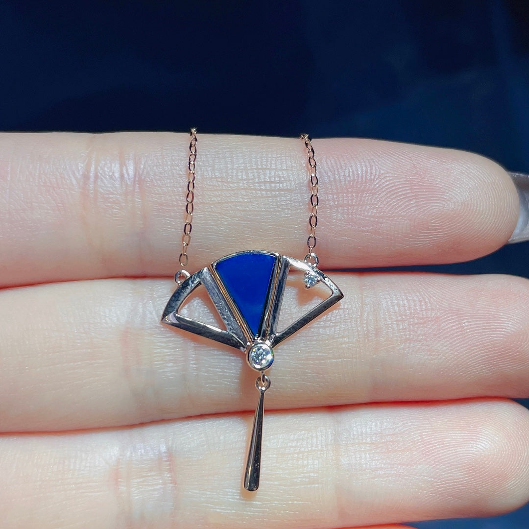 शानदार स्वाद - 18k गोल्ड एंबेडेड डोमिनिकन ब्लू एम्बर पेंडेंट आभूषण