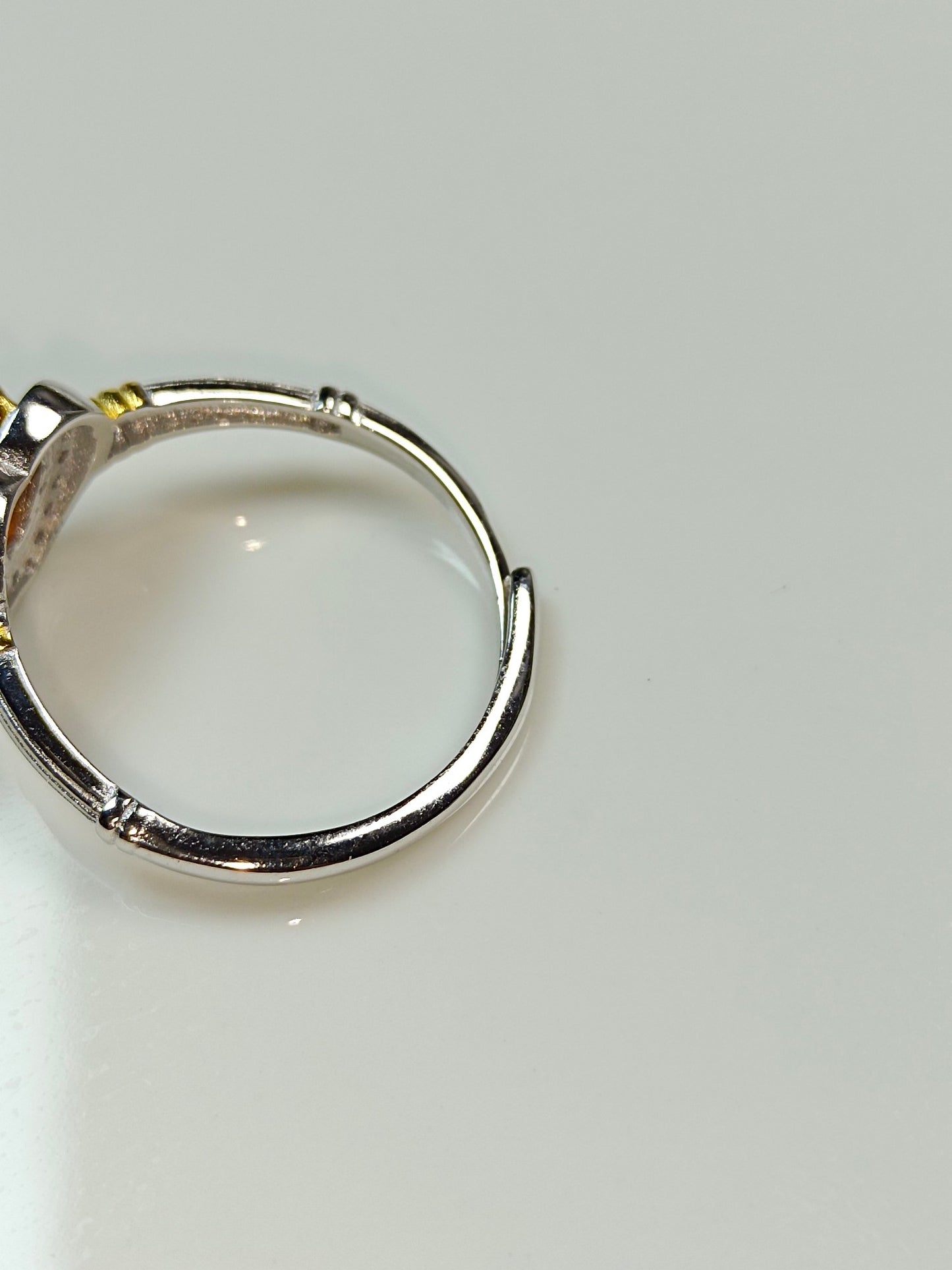 S925 Silver Embedded Mandarin Granat Ring - Hjerteformet design med justerbart bånd