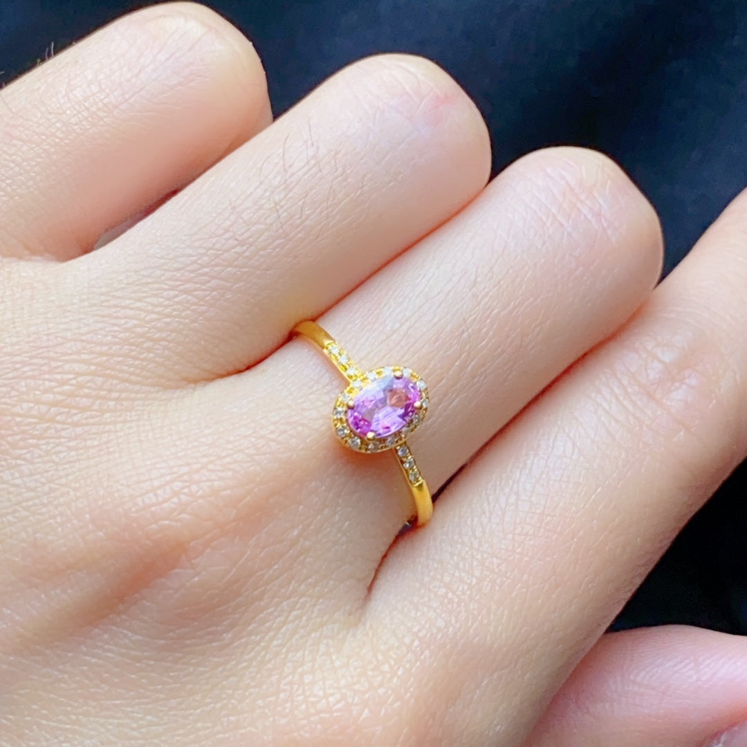 Natural Pink Sapphire Ring - Elegant 18k Gold Jewelry