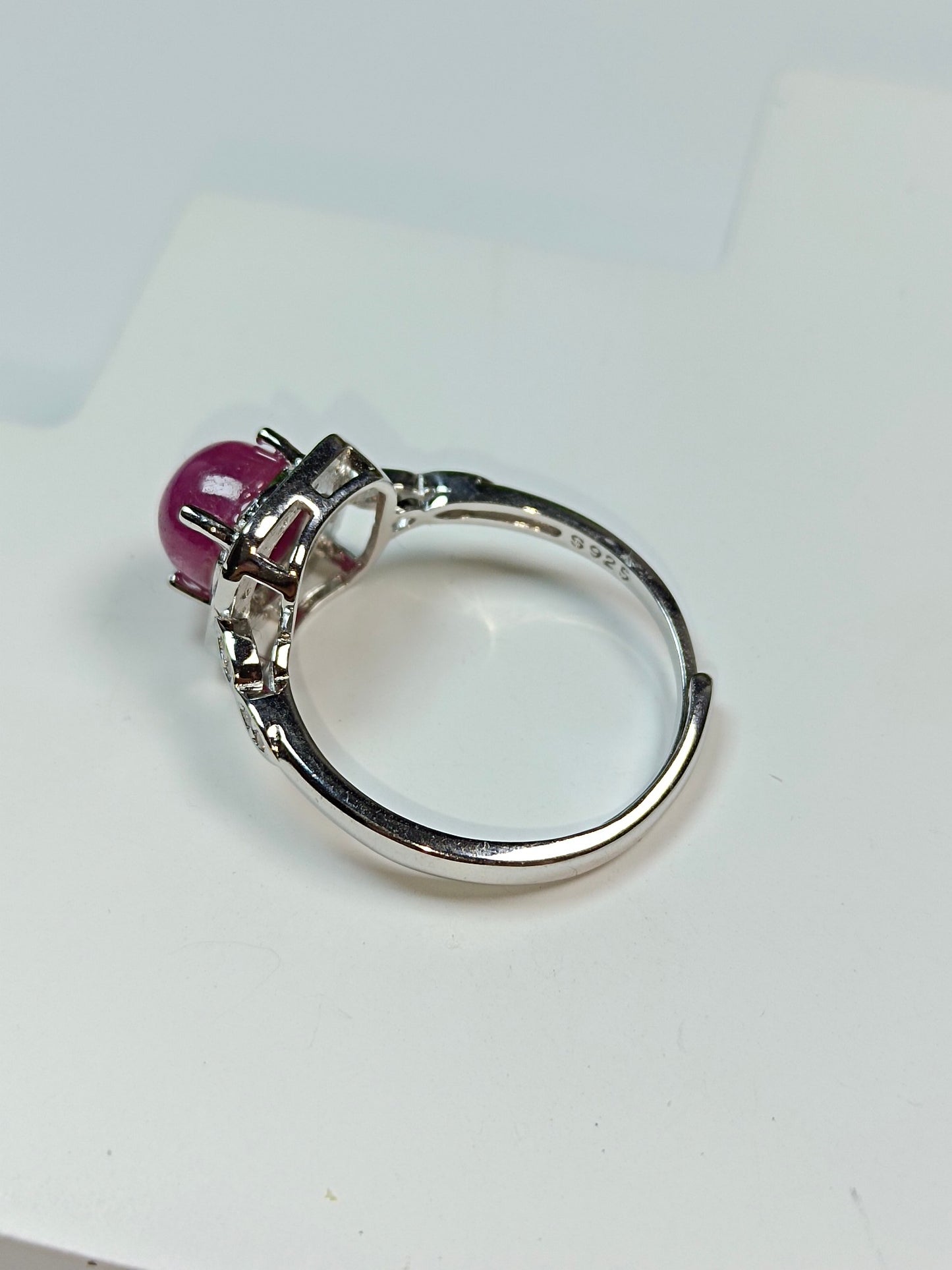 S925 Silver Ruby Ring - Uoppvarmet og uoptimalisert store steinsmykker