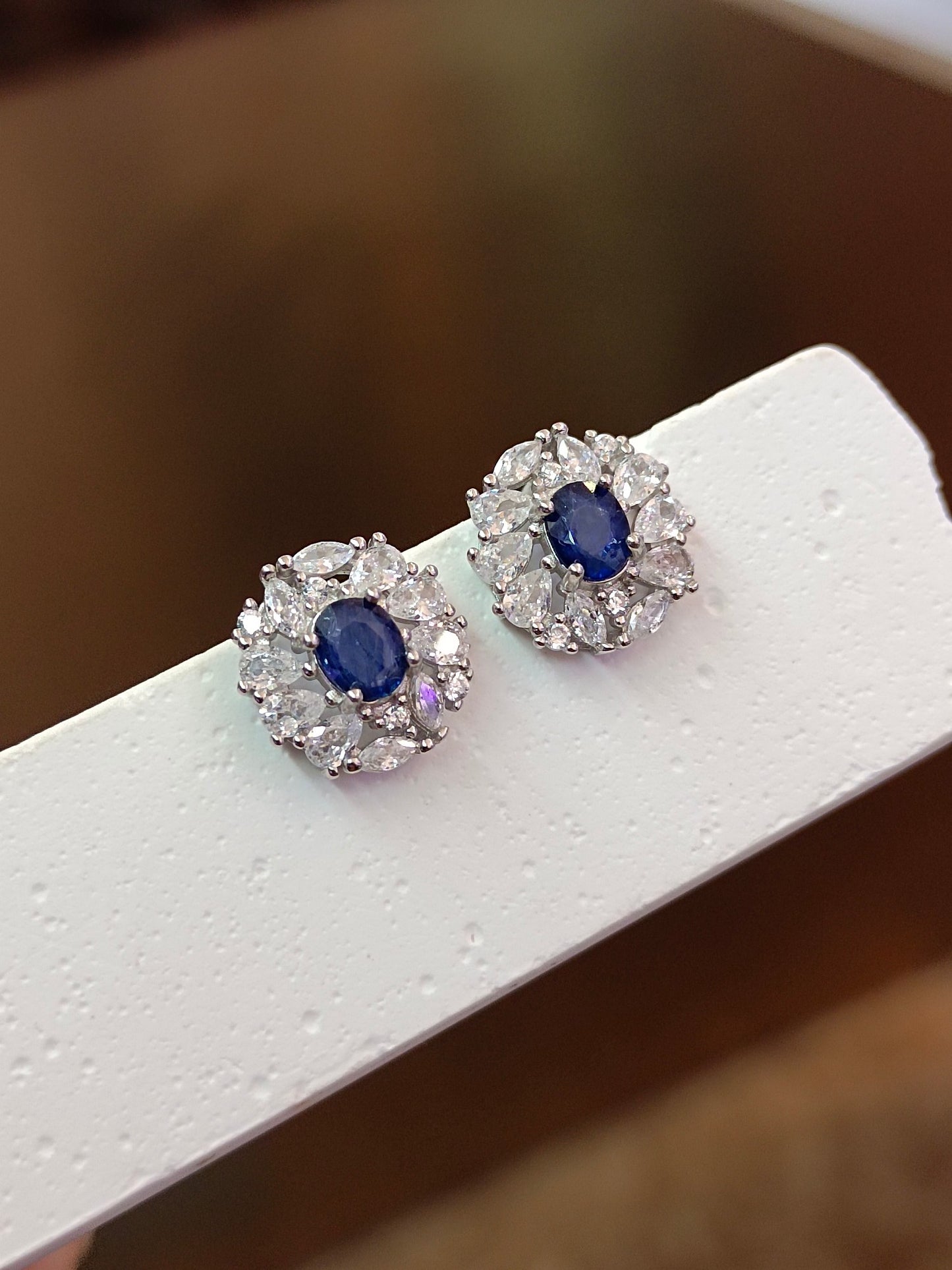 S925 Silver Embedded Sapphire Earrings - Elegant Jewelry