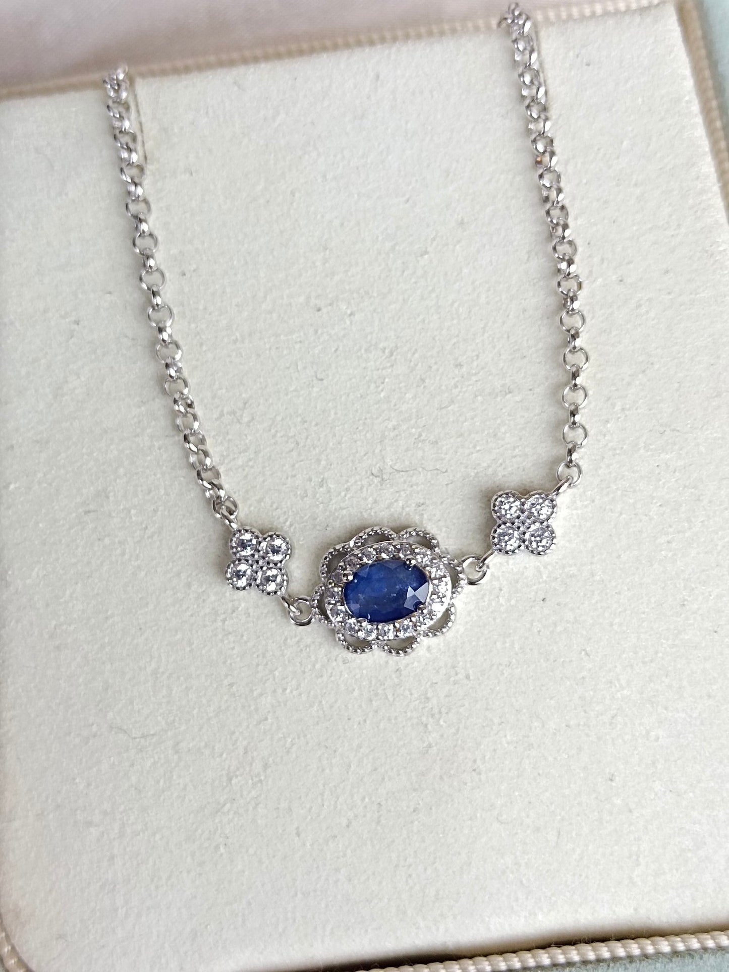 Bracelet élégant en saphir naturel en argent S925 - Un bijou intemporel